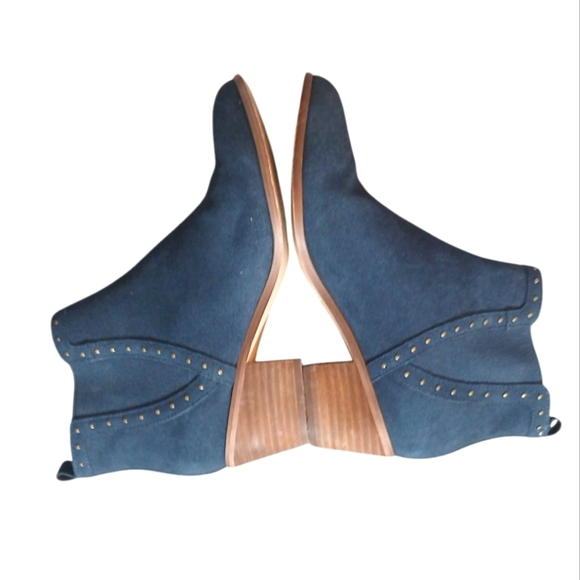Skechers Blue Suede Ankle Boots Women's Block Heel Booties Size 7.5 - Picture 2 of 12